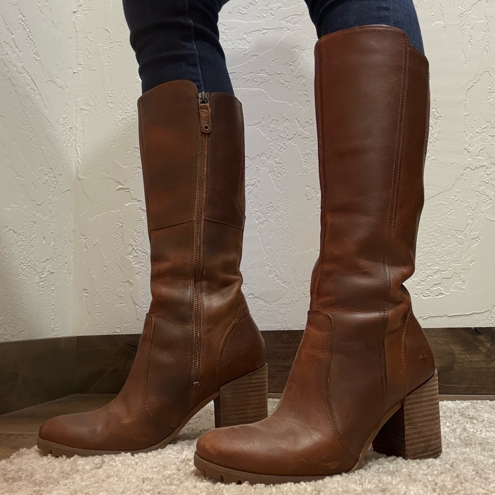 Timberland Brown Leather Knee-High Boots